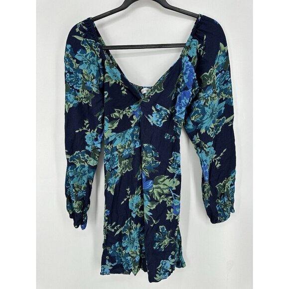 Faithfull The Brand Amias Smocked Mini Dress Women’s 4 Navy Escala Floral READ - Picture 4 of 10